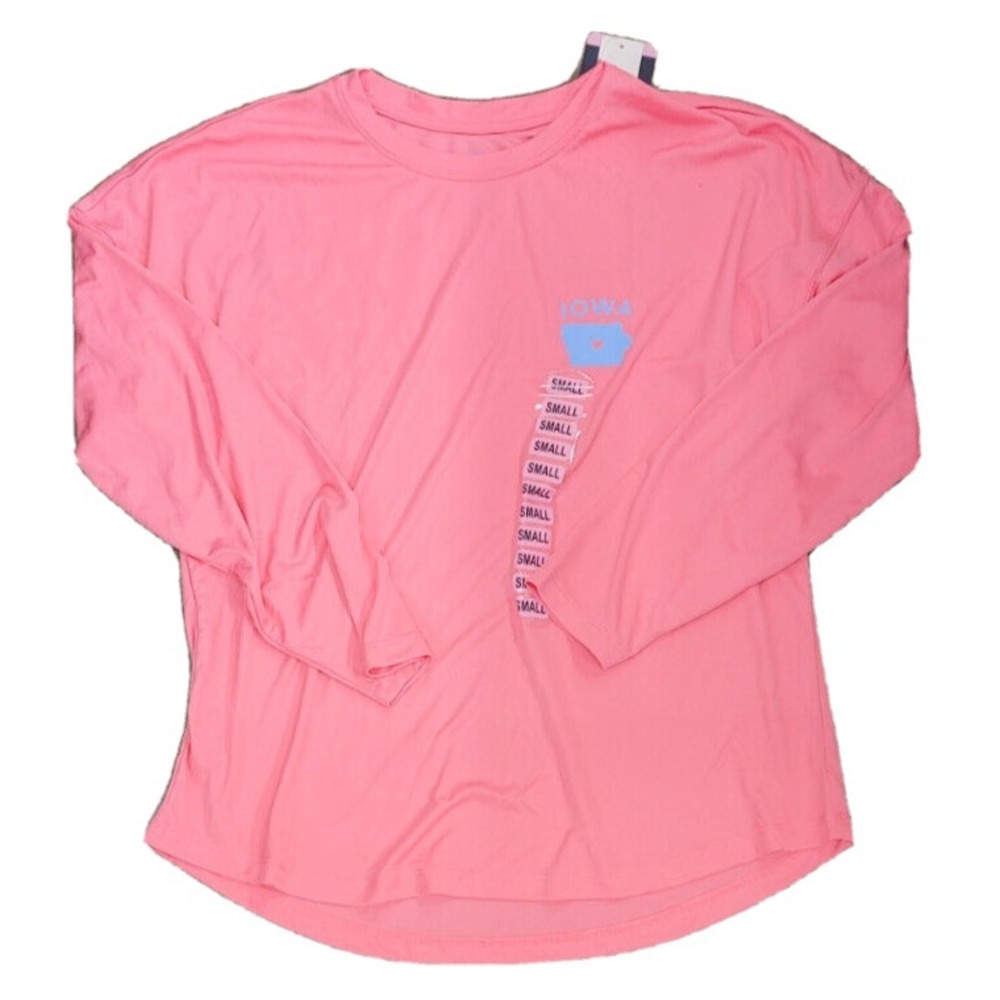 NWT State‎ of Mine Pink IOWA Scoop-Neck Sun Tee Small
